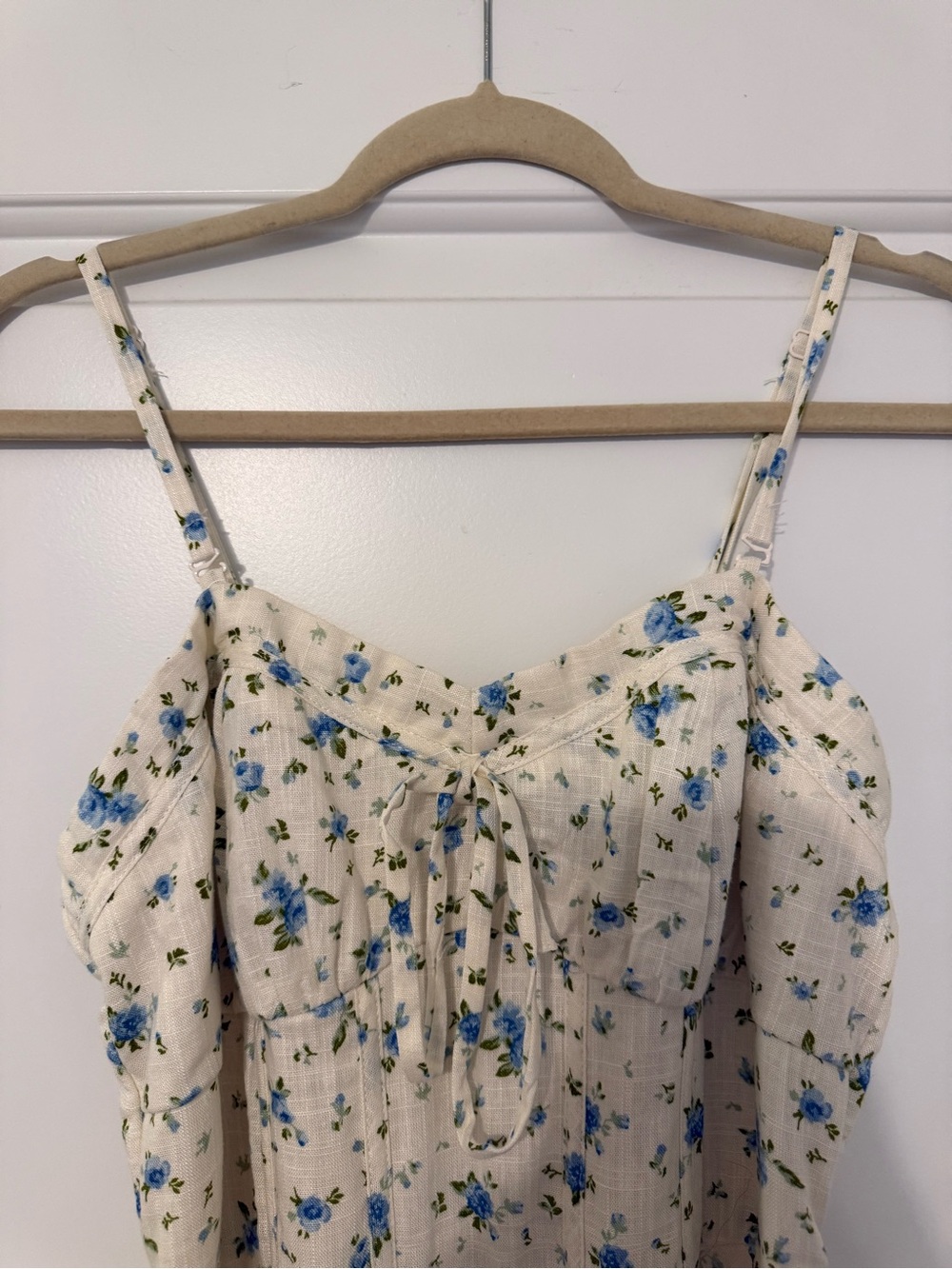 Cream Floral Spaghetti Strap Midi Dress - Picture 3 of 6